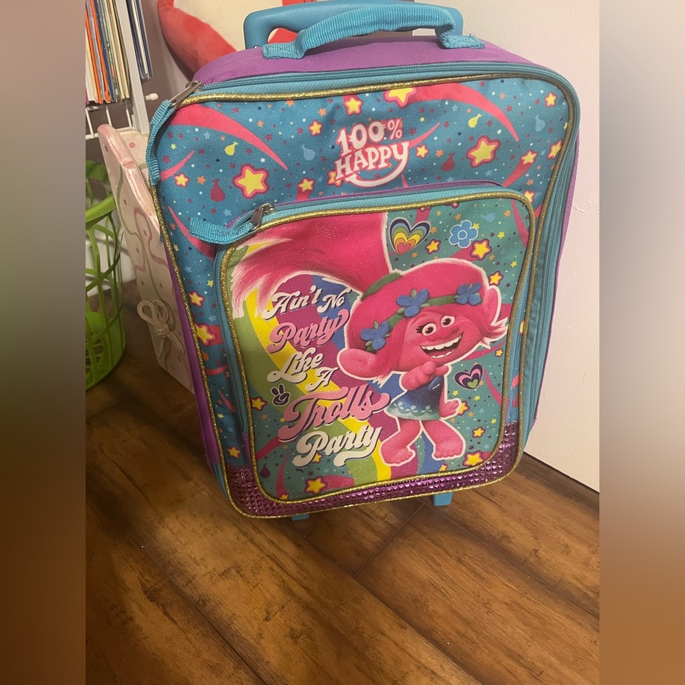 Trolls rolling suit case